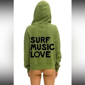 Aviator Nation Surf Music Love Hoodie in Jungle Green
